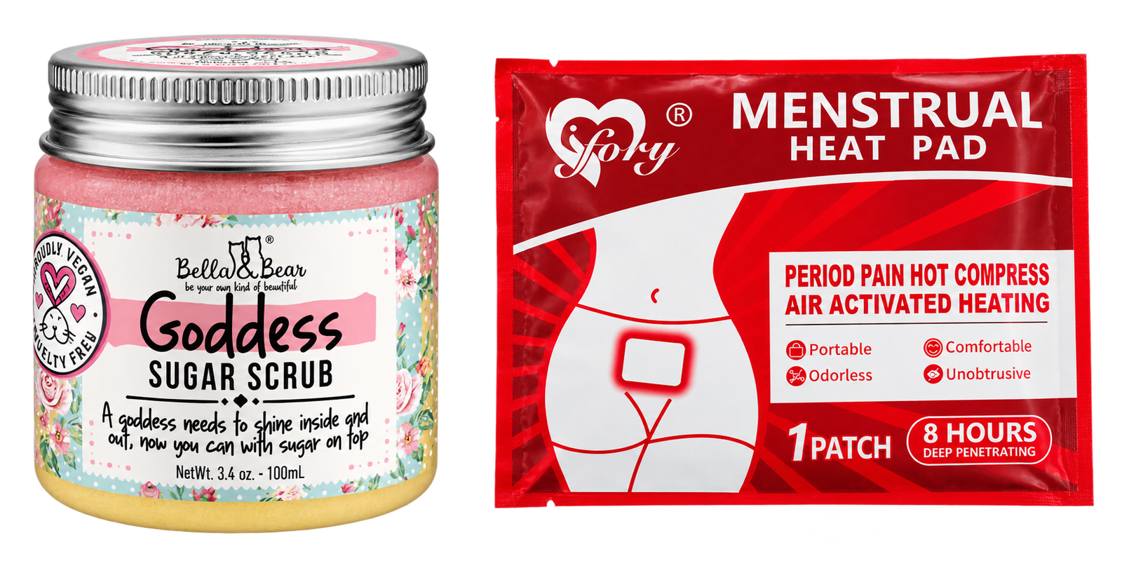 Goddess Sugar Scrub and menstrual heat pad