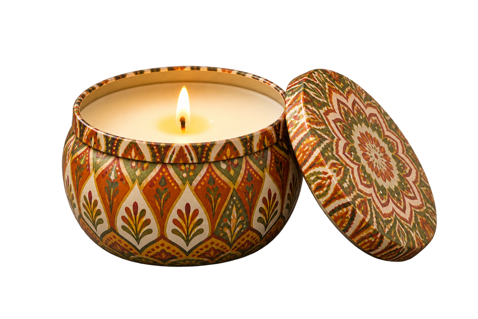 Patterned fall candle tin
